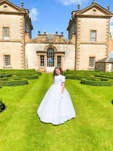 Load image into Gallery viewer, SALE COMMUNION DRESS Crystal &amp; Pearl Blake White Communion Dress (Tulle Skirt)
