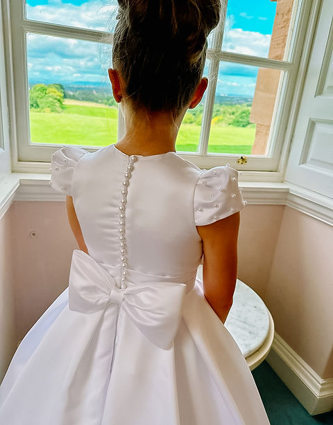 SALE COMMUNION DRESS Crystal & Pearl Isabella White Communion Dress Age 8