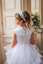 Load image into Gallery viewer, Crystal &amp; Pearl Decadence White Communion Dress (Ruffle Skirt)

