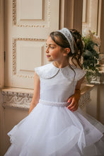 Load image into Gallery viewer, Crystal &amp; Pearl Decadence White Communion Dress (Ruffle Skirt)
