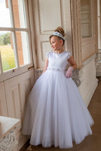 Load image into Gallery viewer, Crystal &amp; Pearl Poliviana White Communion Dress (Tulle Skirt)
