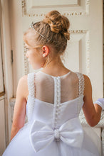 Load image into Gallery viewer, Crystal &amp; Pearl Starlet White Communion Dress (Ruffle Tulle Skirt)
