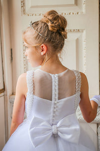 Crystal & Pearl Starlet White Communion Dress (Ruffle Tulle Skirt)