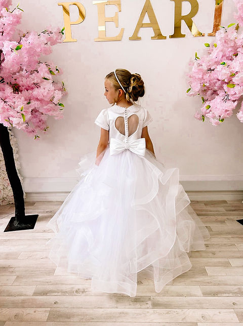 Crystal & Pearl Queen Of Hearts White Communion Dress