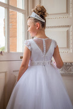 Load image into Gallery viewer, Crystal &amp; Pearl Poliviana White Communion Dress (Tulle Skirt)
