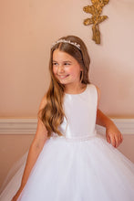 Load image into Gallery viewer, Crystal &amp; Pearl Avery White Communion Dress (Tulle Skirt)
