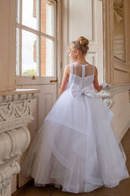 Load image into Gallery viewer, Crystal &amp; Pearl Starlet White Communion Dress (Ruffle Tulle Skirt)
