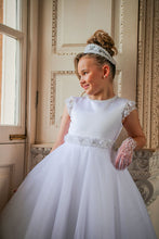 Load image into Gallery viewer, Crystal &amp; Pearl Poliviana White Communion Dress (Tulle Skirt)
