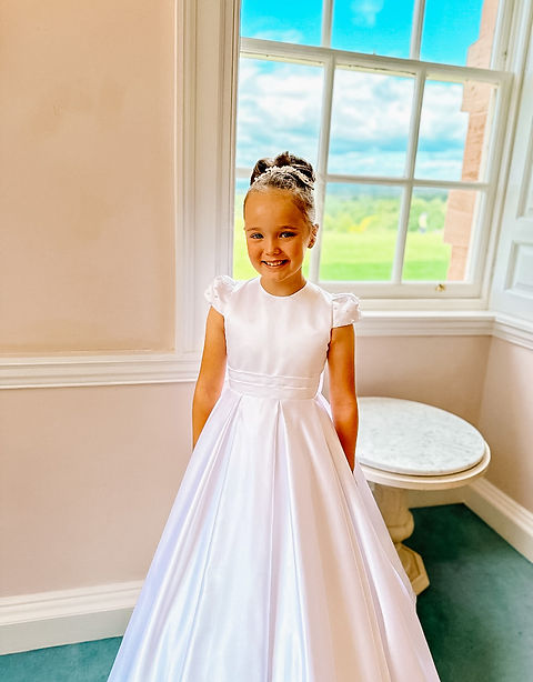 SALE COMMUNION DRESS Crystal & Pearl Isabella White Communion Dress Age 8