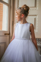Load image into Gallery viewer, Crystal &amp; Pearl Starlet White Communion Dress (Ruffle Tulle Skirt)
