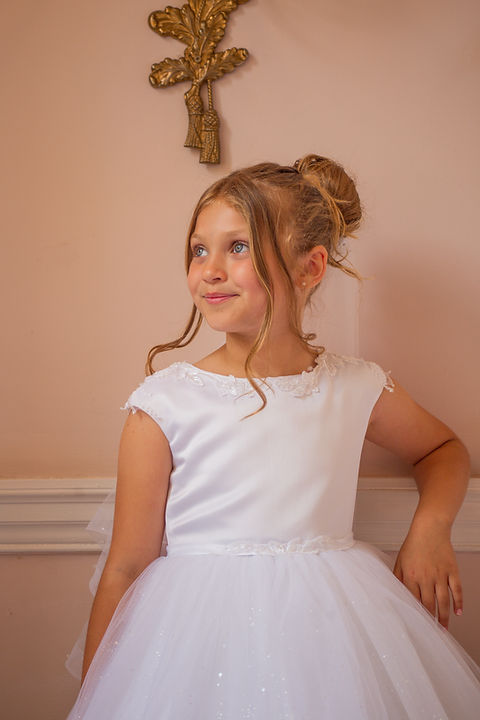 Crystal & Pearl Iridessa White Communion Dress (Tulle Skirt)