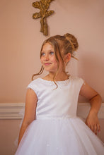 Load image into Gallery viewer, Crystal &amp; Pearl Iridessa White Communion Dress (Tulle Skirt)
