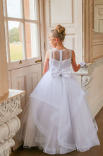 Load image into Gallery viewer, Crystal &amp; Pearl Starlet White Communion Dress (Ruffle Tulle Skirt)
