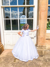 Load image into Gallery viewer, SALE COMMUNION DRESS Crystal &amp; Pearl Blake White Communion Dress (Tulle Skirt)
