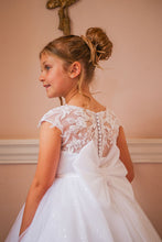 Load image into Gallery viewer, Crystal &amp; Pearl Iridessa White Communion Dress (Tulle Skirt)
