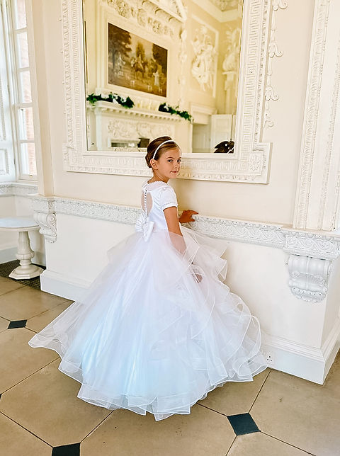 Crystal & Pearl Queen Of Hearts White Communion Dress