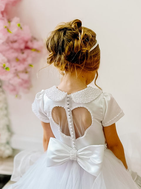 Crystal & Pearl Queen Of Hearts White Communion Dress