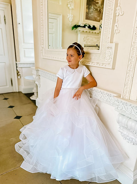 Crystal & Pearl Queen Of Hearts White Communion Dress