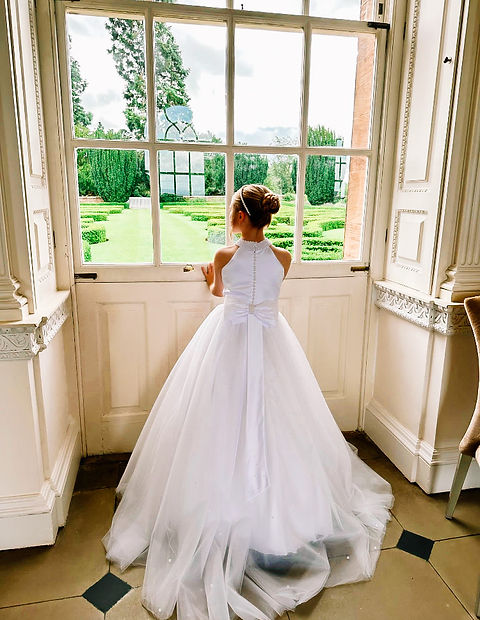 SALE COMMUNION DRESS Crystal & Pearl New York White Communion Dress (tulle skirt) Age 9