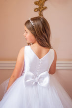 Load image into Gallery viewer, Crystal &amp; Pearl Avery White Communion Dress (Tulle Skirt)
