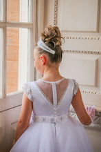 Load image into Gallery viewer, Crystal &amp; Pearl Poliviana White Communion Dress (Tulle Skirt)
