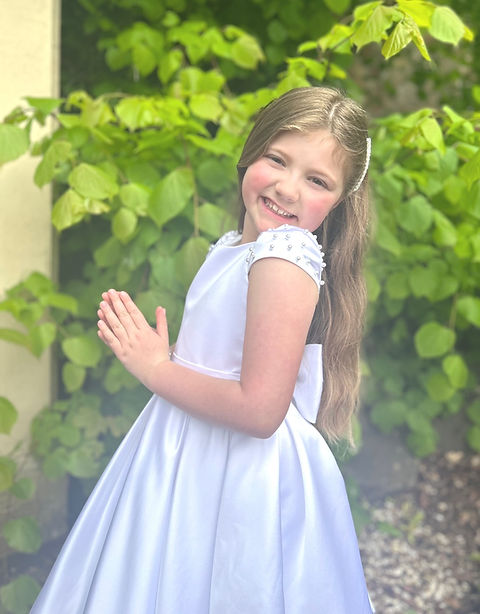 SALE COMMUNION DRESS Crystal & Pearl Isabella White Communion Dress Age 8