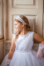 Load image into Gallery viewer, Crystal &amp; Pearl Diva White Communion Dress (Tulle Skirt)
