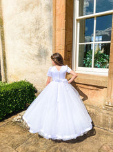 Load image into Gallery viewer, SALE COMMUNION DRESS Crystal &amp; Pearl Blake White Communion Dress (Tulle Skirt)
