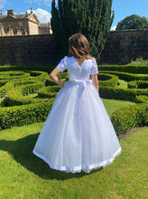 Load image into Gallery viewer, SALE COMMUNION DRESS Crystal &amp; Pearl Blake White Communion Dress (Tulle Skirt)
