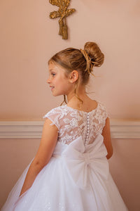 Crystal & Pearl Iridessa White Communion Dress (Tulle Skirt)