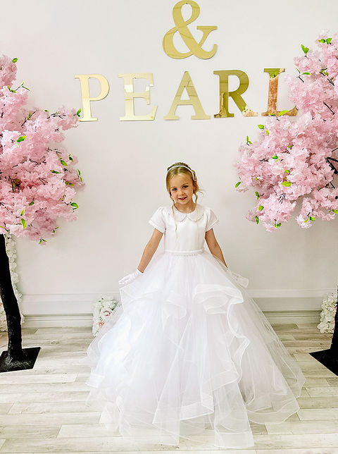Crystal & Pearl Queen Of Hearts White Communion Dress