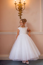 Load image into Gallery viewer, Crystal &amp; Pearl Iridessa White Communion Dress (Tulle Skirt)
