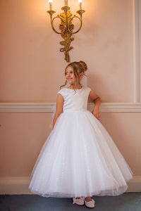 Crystal & Pearl Iridessa White Communion Dress (Tulle Skirt)