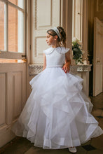 Load image into Gallery viewer, Crystal &amp; Pearl Decadence White Communion Dress (Ruffle Skirt)
