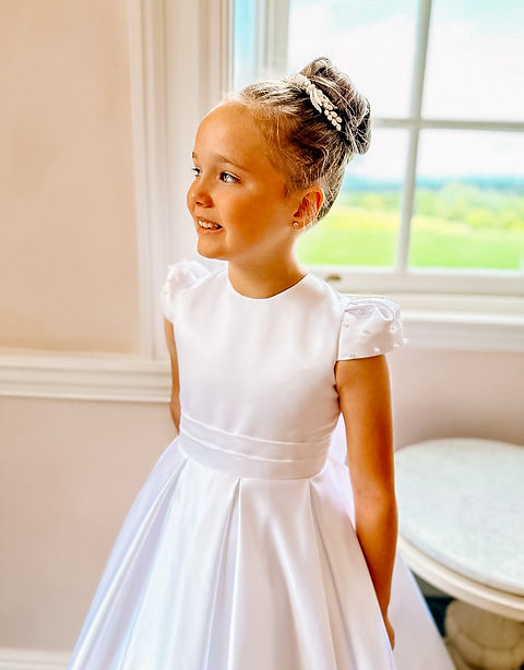 SALE COMMUNION DRESS Crystal & Pearl Isabella White Communion Dress Age 8