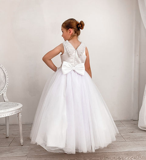 Crystal & Pearl Monroe White Communion Dress (Tulle Skirt)