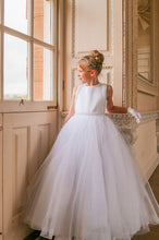 Load image into Gallery viewer, Crystal &amp; Pearl Starlet White Communion Dress (Ruffle Tulle Skirt)
