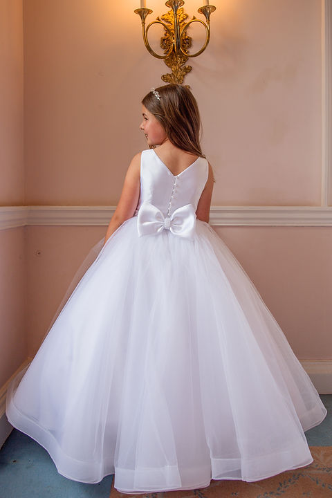 Crystal & Pearl Avery White Communion Dress (Tulle Skirt)