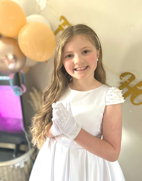 SALE COMMUNION DRESS Crystal & Pearl Isabella White Communion Dress Age 8