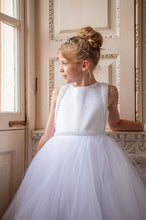 Load image into Gallery viewer, Crystal &amp; Pearl Starlet White Communion Dress (Ruffle Tulle Skirt)
