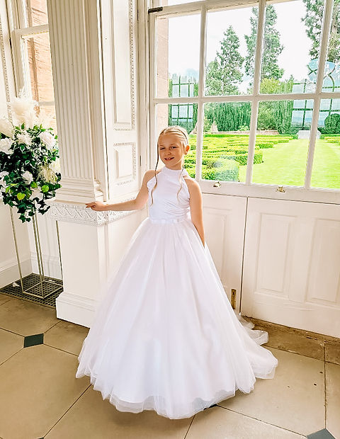 SALE COMMUNION DRESS Crystal & Pearl New York White Communion Dress (tulle skirt) Age 9