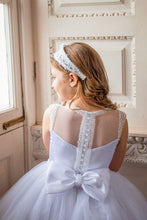 Load image into Gallery viewer, Crystal &amp; Pearl Diva White Communion Dress (Tulle Skirt)
