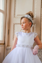 Load image into Gallery viewer, Crystal &amp; Pearl Poliviana White Communion Dress (Tulle Skirt)
