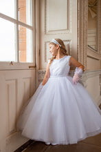 Load image into Gallery viewer, Crystal &amp; Pearl Diva White Communion Dress (Tulle Skirt)
