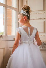 Load image into Gallery viewer, Crystal &amp; Pearl Poliviana White Communion Dress (Tulle Skirt)
