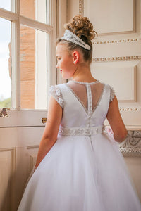 Crystal & Pearl Poliviana White Communion Dress (Tulle Skirt)