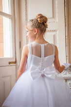 Load image into Gallery viewer, Crystal &amp; Pearl Starlet White Communion Dress (Ruffle Tulle Skirt)
