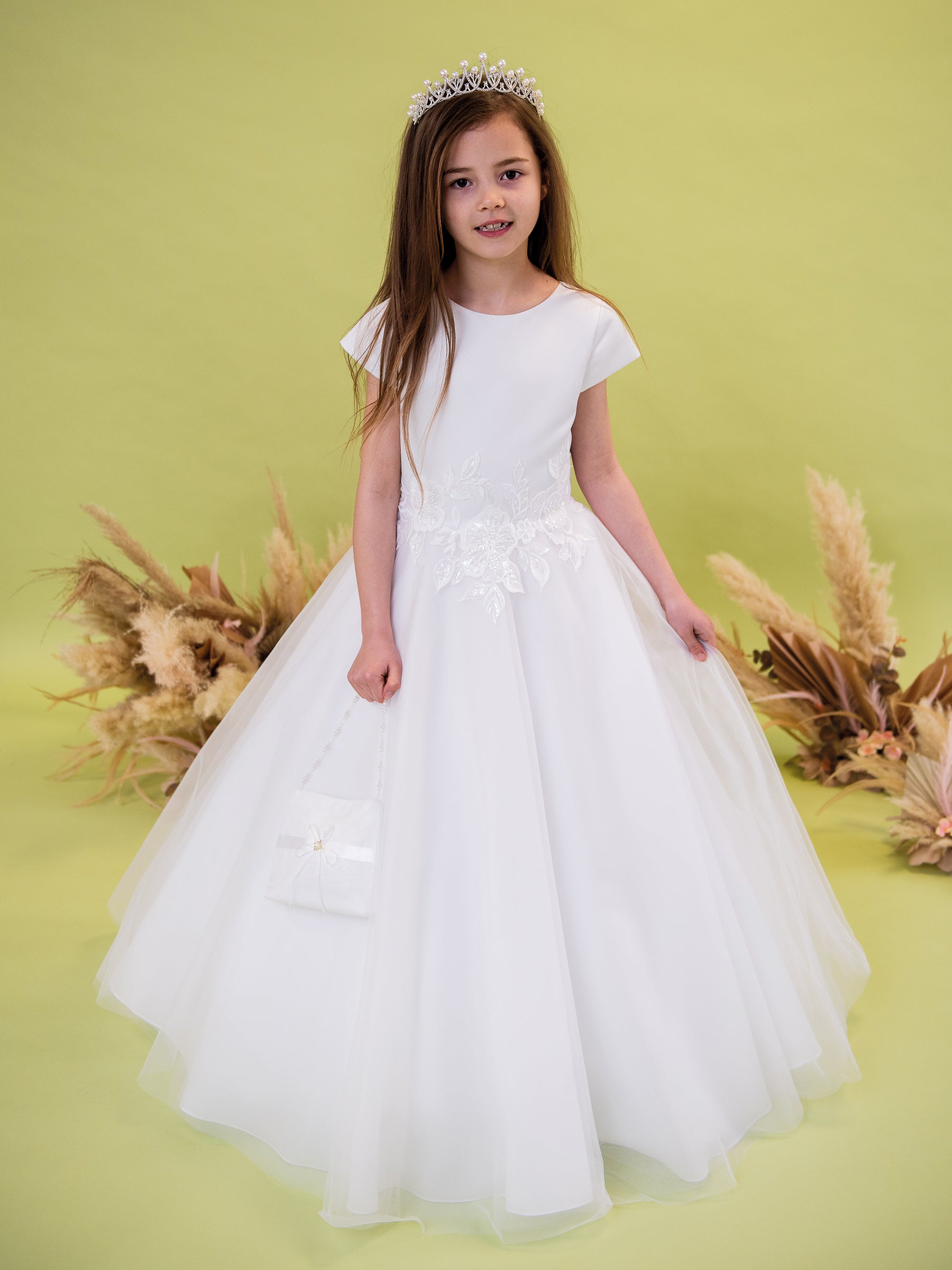 Linzi Jay Girls White Communion Dress:- Ember