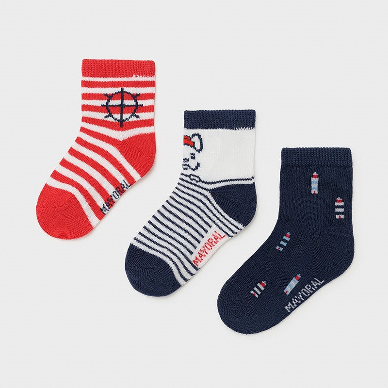 SUMMER SALE Mayoral Set of 3 tricolour socks for boy