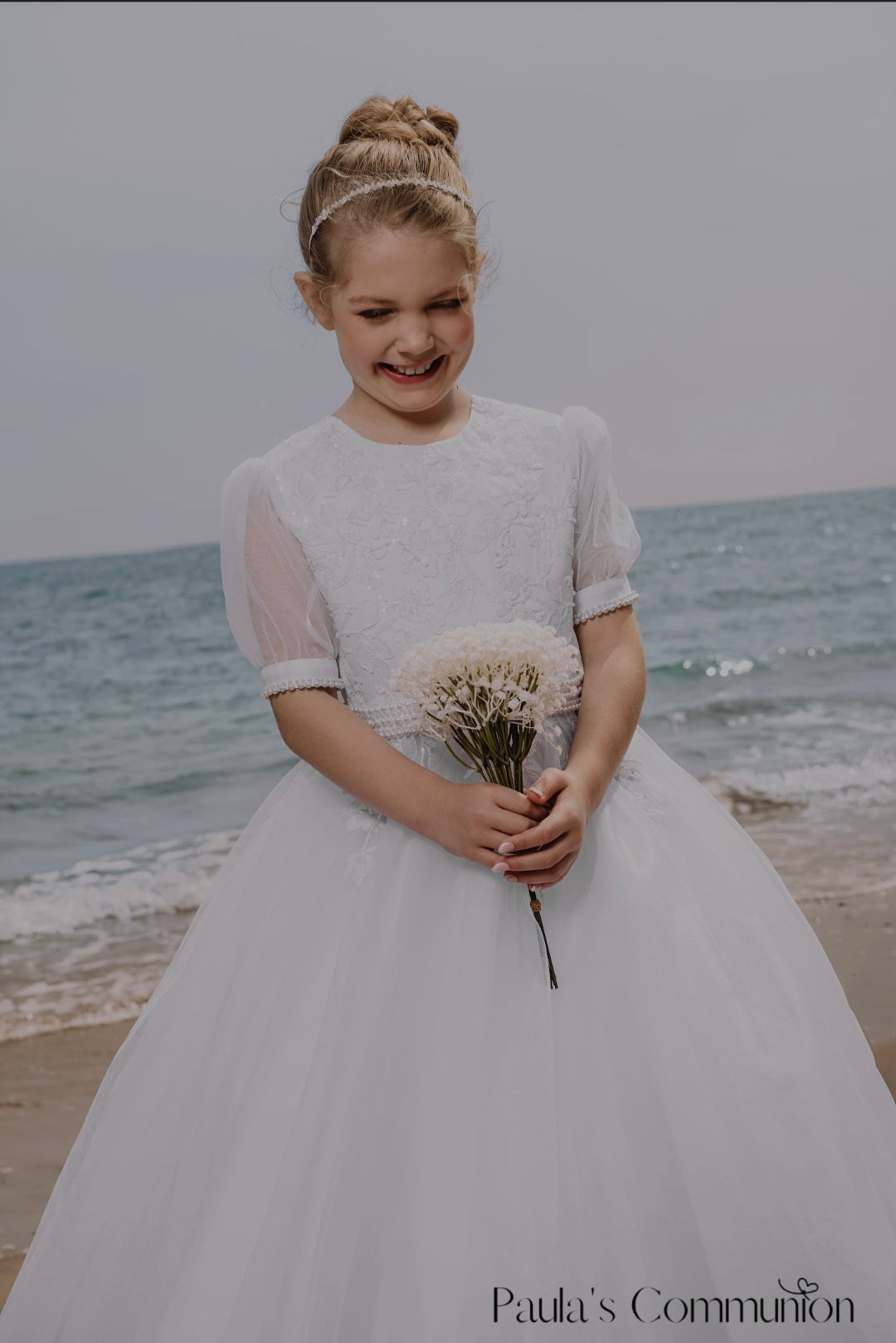 Paula's Communion Girls White Communion Dress:- PJ101